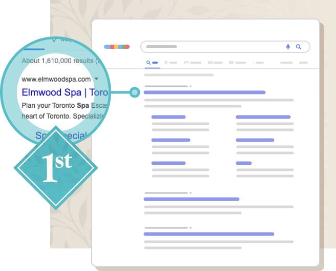 Elmwood Spa shown ranking as 1st on Google search